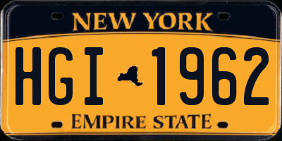 NY license plate HGI1962