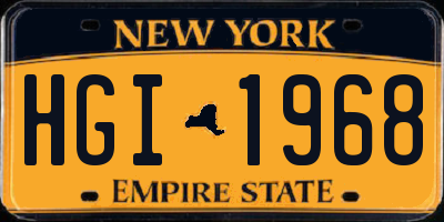 NY license plate HGI1968