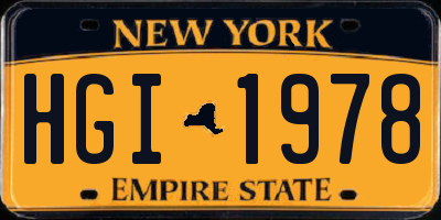 NY license plate HGI1978