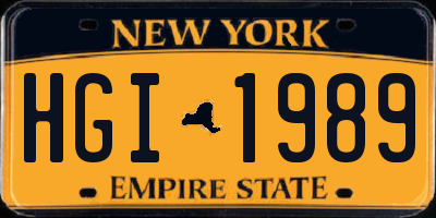 NY license plate HGI1989