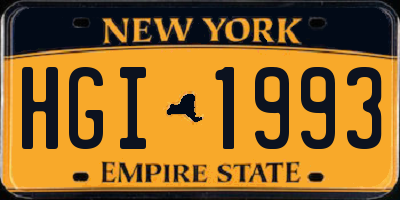 NY license plate HGI1993