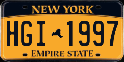 NY license plate HGI1997