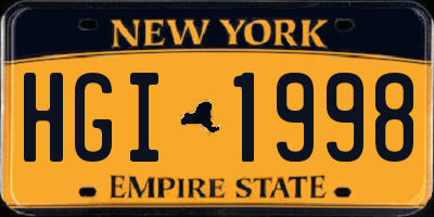 NY license plate HGI1998