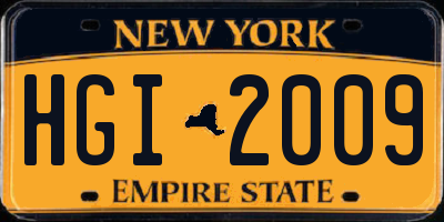 NY license plate HGI2009