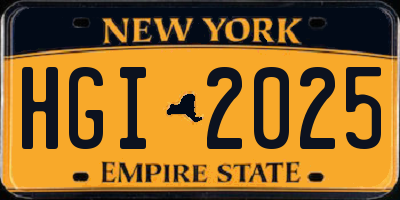 NY license plate HGI2025