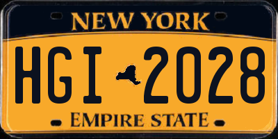 NY license plate HGI2028