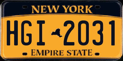 NY license plate HGI2031