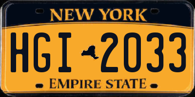 NY license plate HGI2033