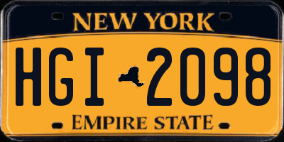 NY license plate HGI2098