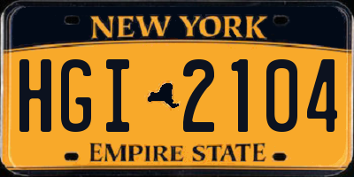 NY license plate HGI2104