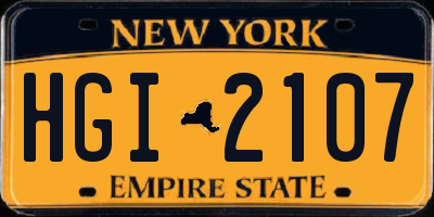 NY license plate HGI2107