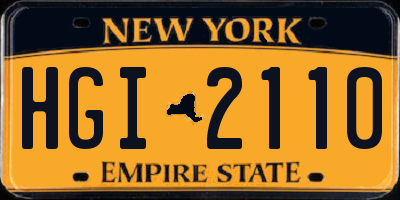 NY license plate HGI2110
