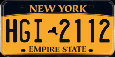 NY license plate HGI2112