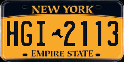 NY license plate HGI2113