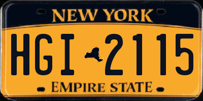 NY license plate HGI2115