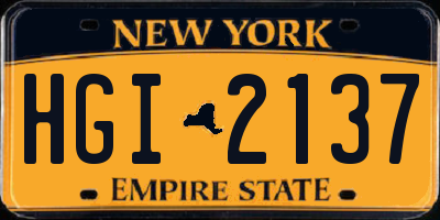 NY license plate HGI2137