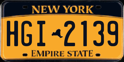 NY license plate HGI2139