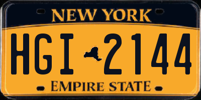 NY license plate HGI2144