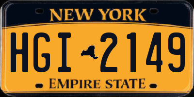 NY license plate HGI2149