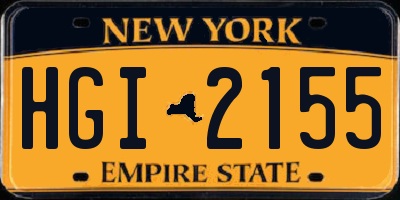 NY license plate HGI2155
