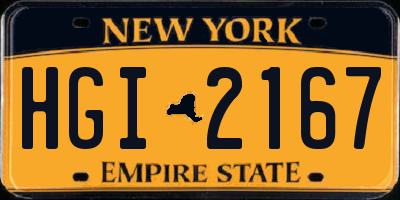 NY license plate HGI2167