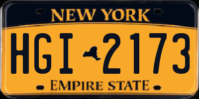 NY license plate HGI2173