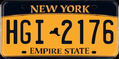 NY license plate HGI2176