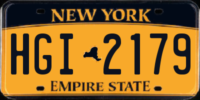 NY license plate HGI2179