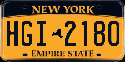 NY license plate HGI2180