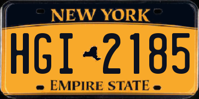 NY license plate HGI2185