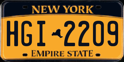 NY license plate HGI2209