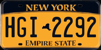 NY license plate HGI2292