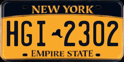 NY license plate HGI2302