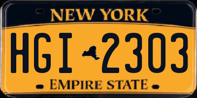 NY license plate HGI2303