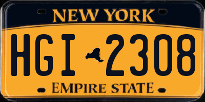 NY license plate HGI2308
