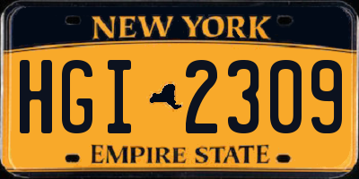 NY license plate HGI2309
