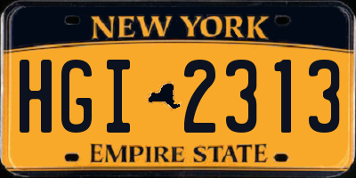 NY license plate HGI2313