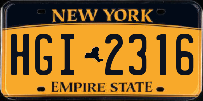 NY license plate HGI2316
