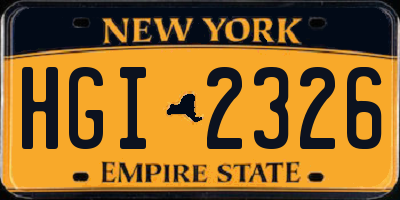 NY license plate HGI2326