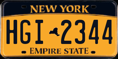 NY license plate HGI2344