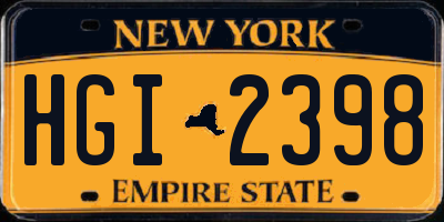 NY license plate HGI2398
