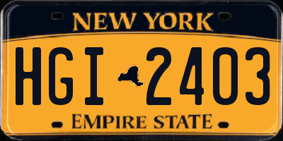 NY license plate HGI2403