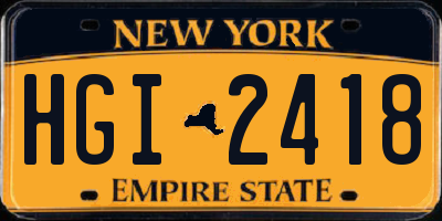 NY license plate HGI2418