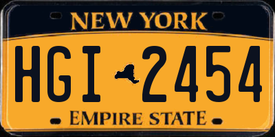 NY license plate HGI2454