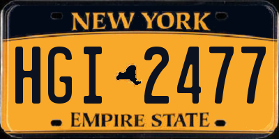 NY license plate HGI2477