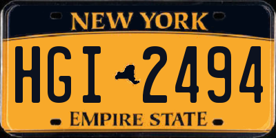 NY license plate HGI2494