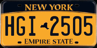 NY license plate HGI2505