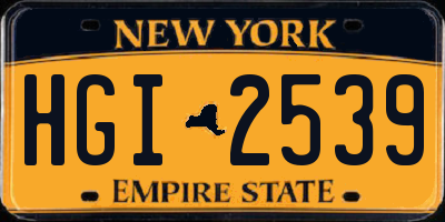 NY license plate HGI2539