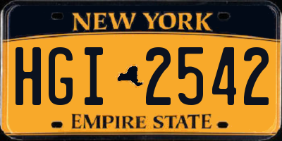 NY license plate HGI2542