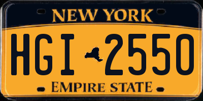 NY license plate HGI2550